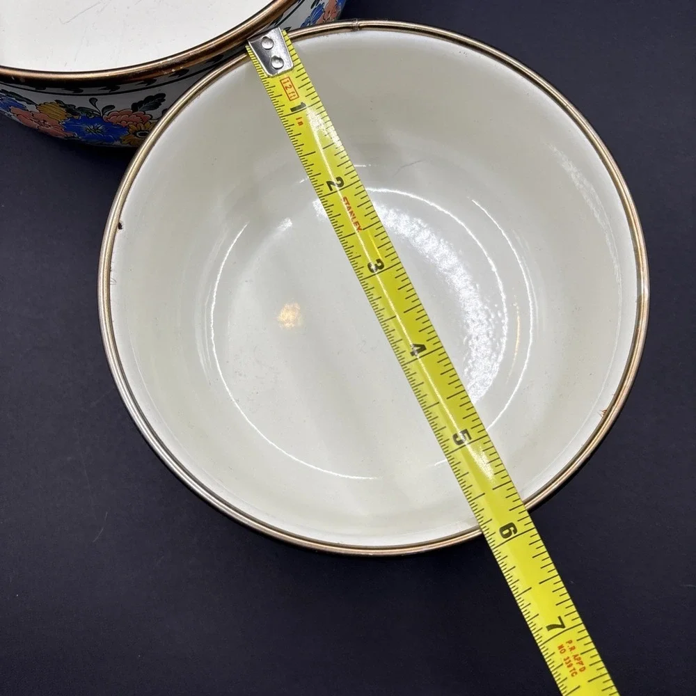 VINTAGE 1983 M. Kamenstein Floral Enamel Nesting Bowls Set of 2 Old Amsterdam